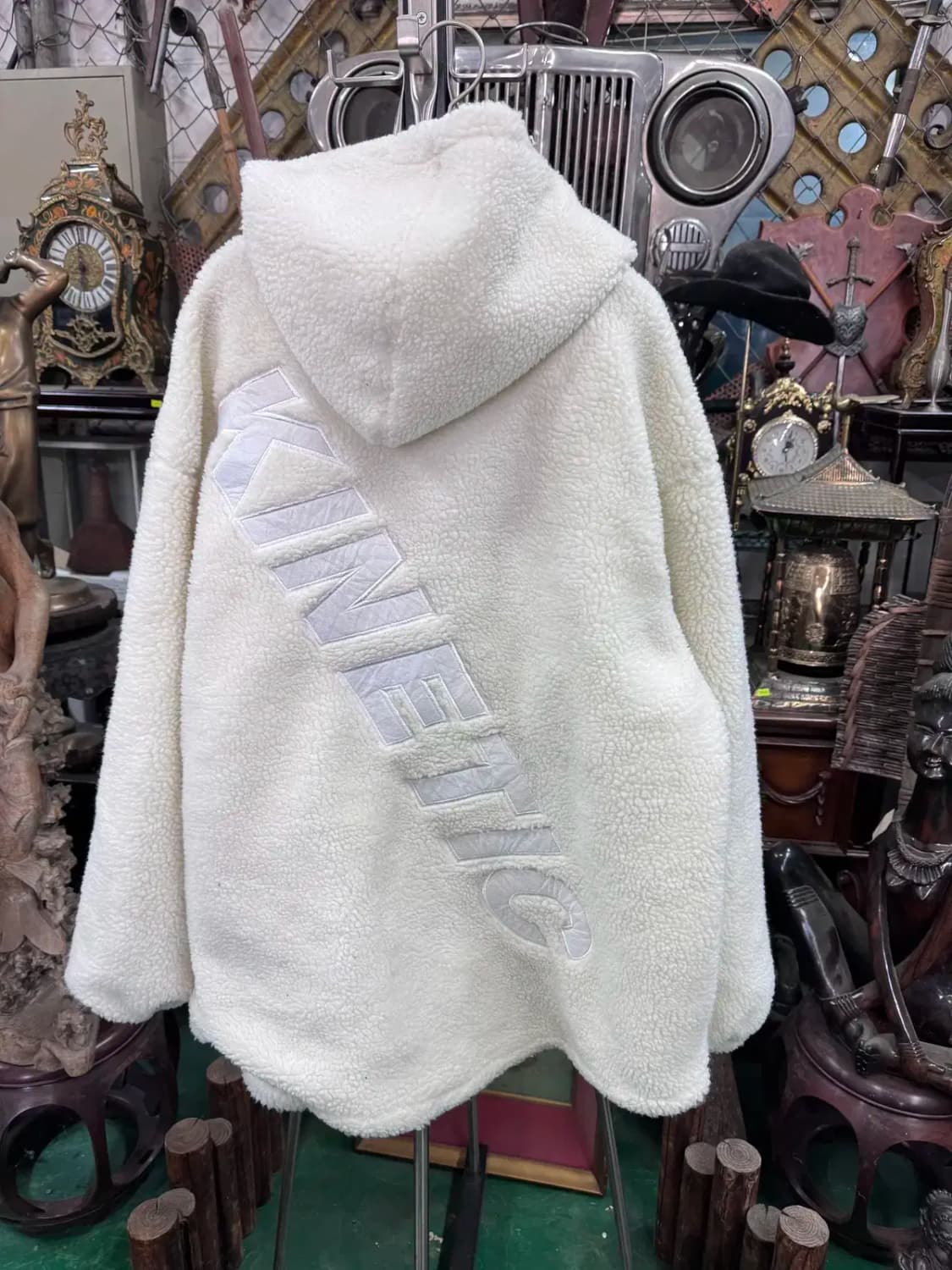 키네틱피플 오버핏 크림색 보아 플리스 후드자켓 후리스  (L) 상품이미지2