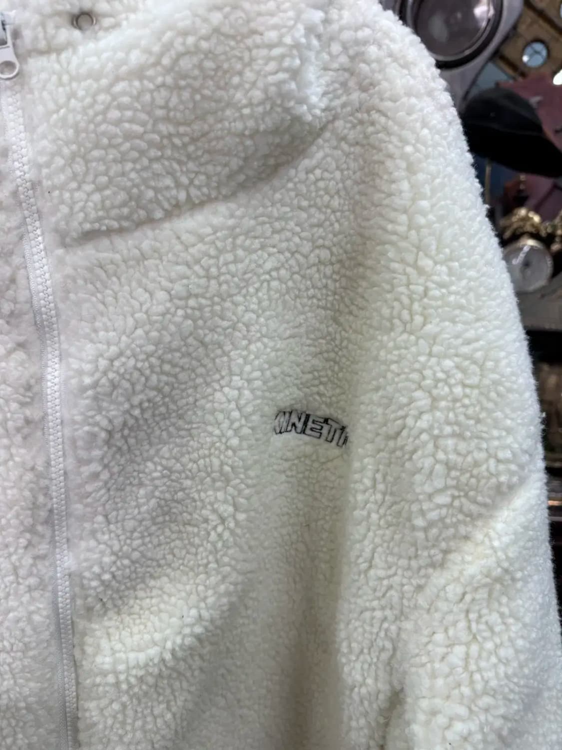 키네틱피플 오버핏 크림색 보아 플리스 후드자켓 후리스  (L) 상품이미지3