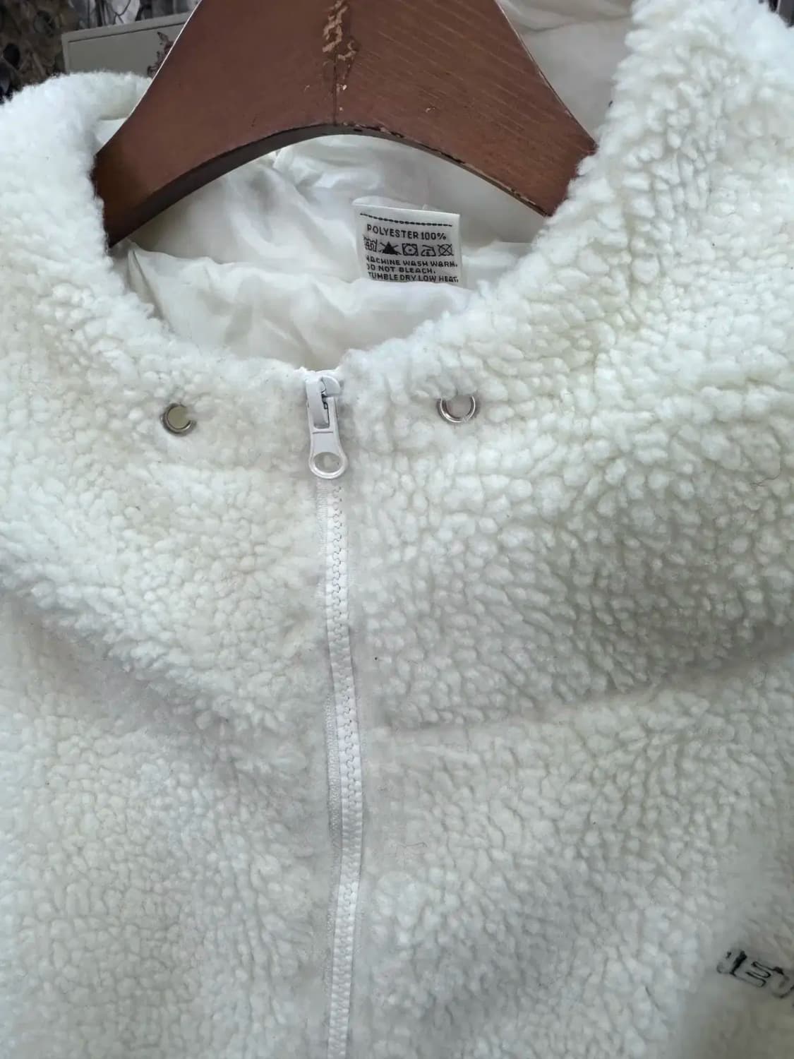 키네틱피플 오버핏 크림색 보아 플리스 후드자켓 후리스  (L) 상품이미지4