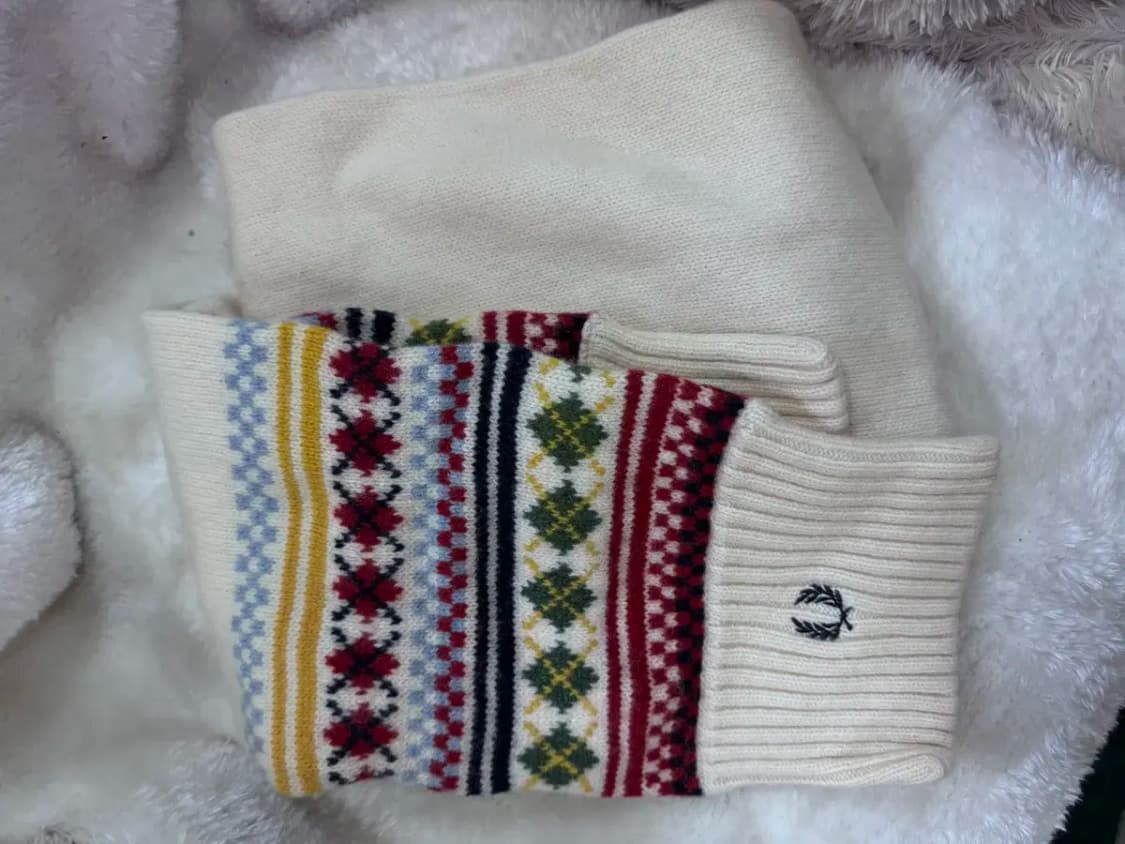 프레드 페리(FRED PERRY)  페어아일 무늬 니트 머플러 상품이미지3