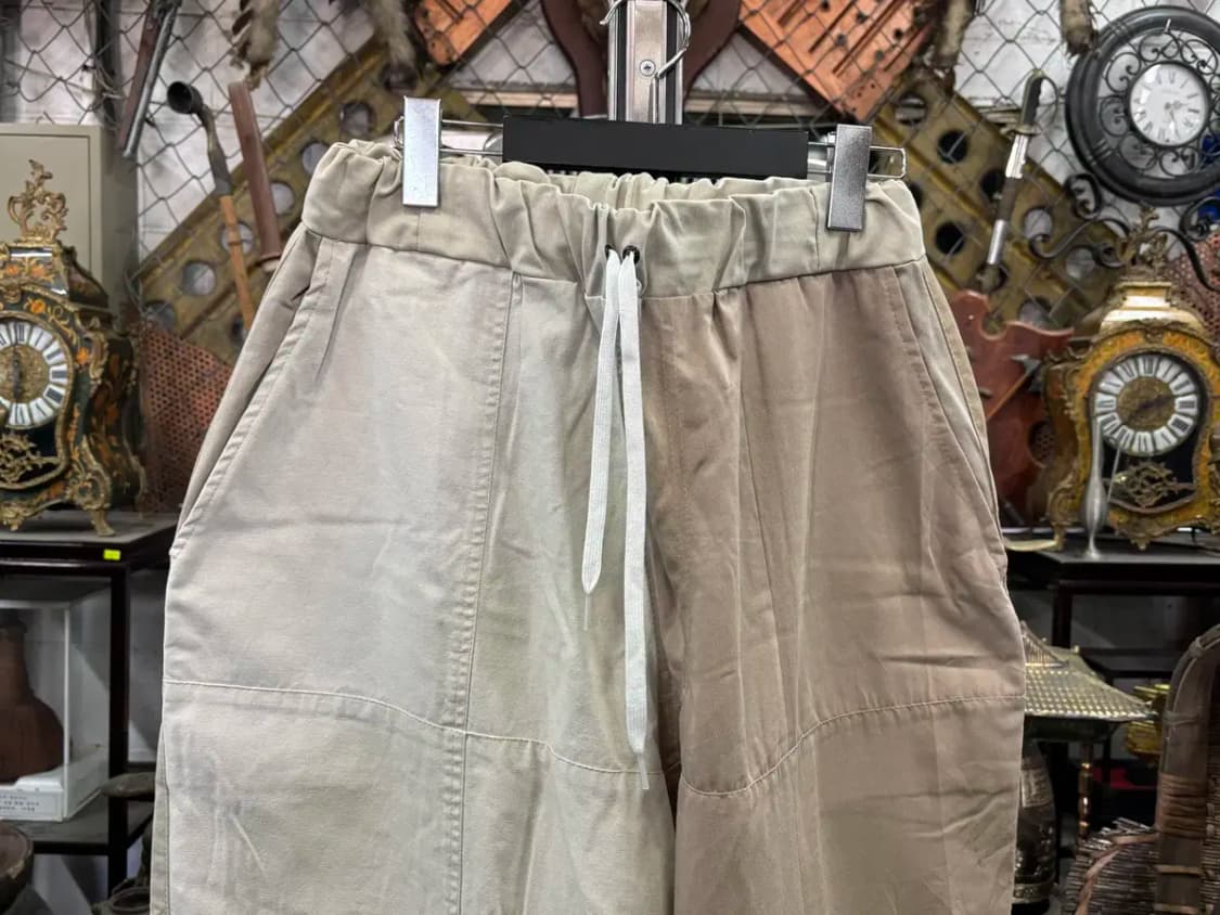 빈티지 커스텀 배색 허리 밴딩 와이드 팬츠 상품이미지2