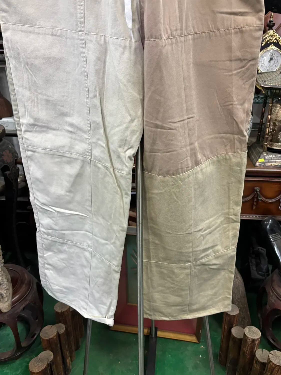 빈티지 커스텀 배색 허리 밴딩 와이드 팬츠 상품이미지3