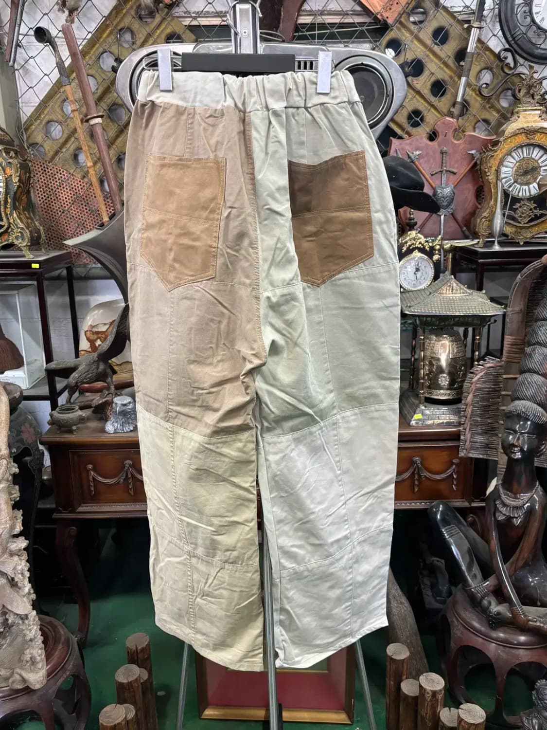 빈티지 커스텀 배색 허리 밴딩 와이드 팬츠 상품이미지4