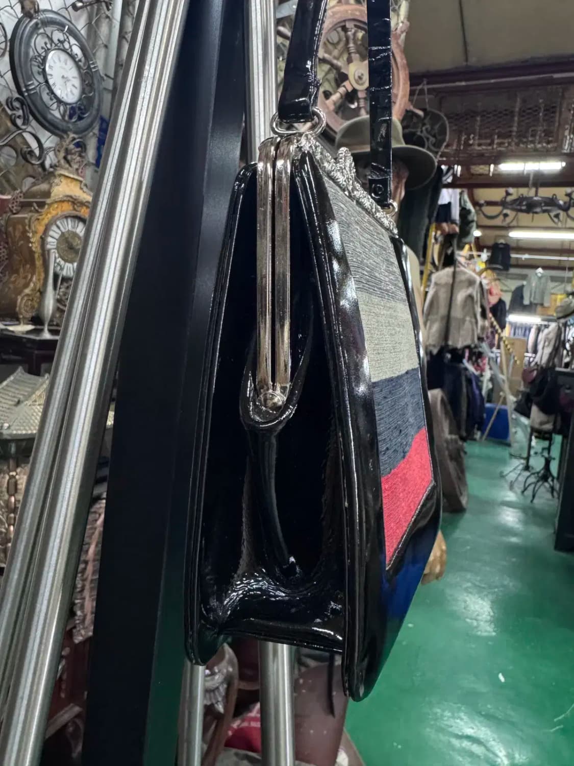 가죽 테두리 줄무늬 보석장식 핸드백 한복가방 상품이미지7