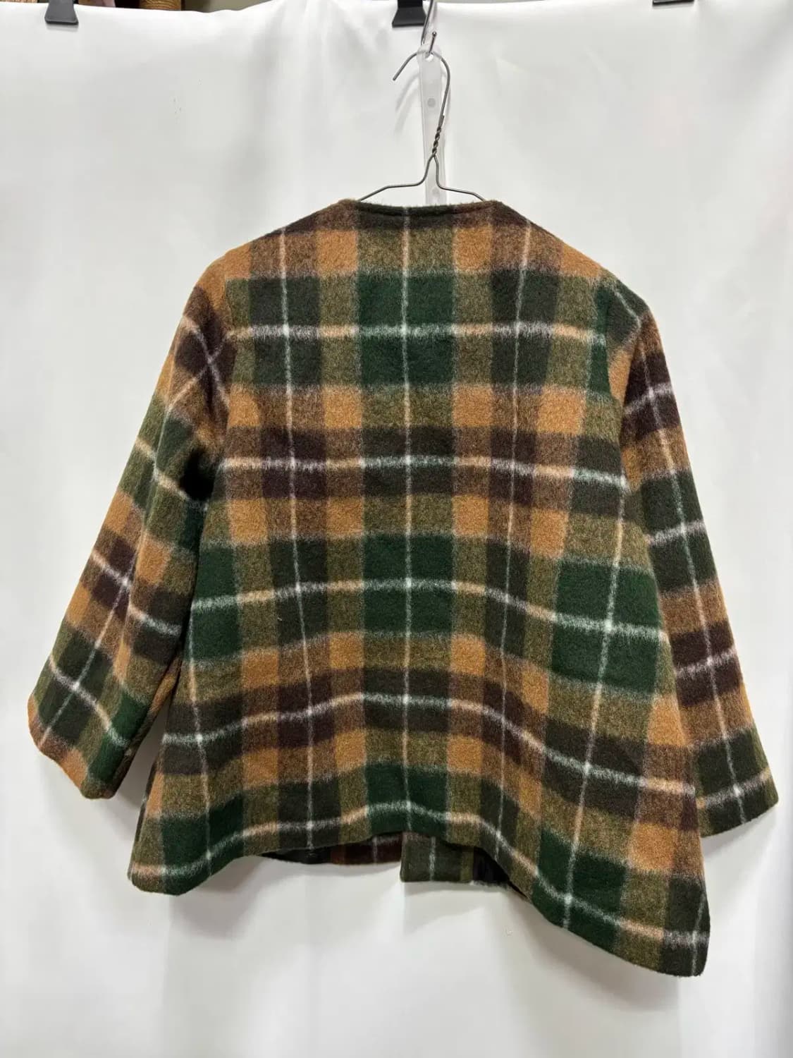 체크 무늬 노카라 자켓 상품이미지4