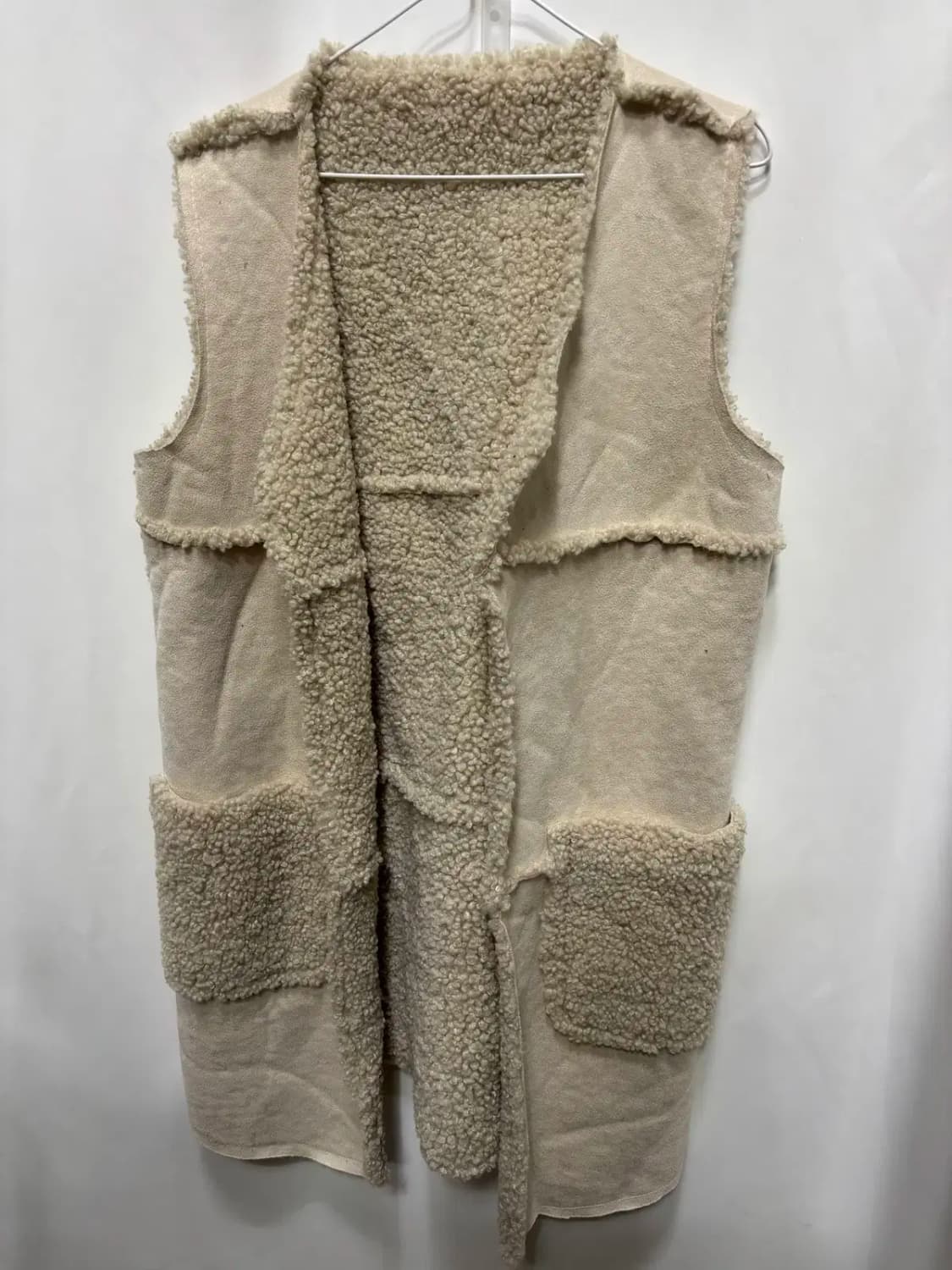 인조 무스탕 내피 뽀글이 베스트 롱 조끼 상품이미지1