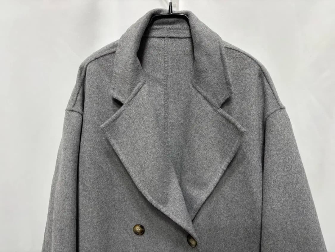 핸드메이드 더블 버튼 그레이 롱 코트 상품이미지2