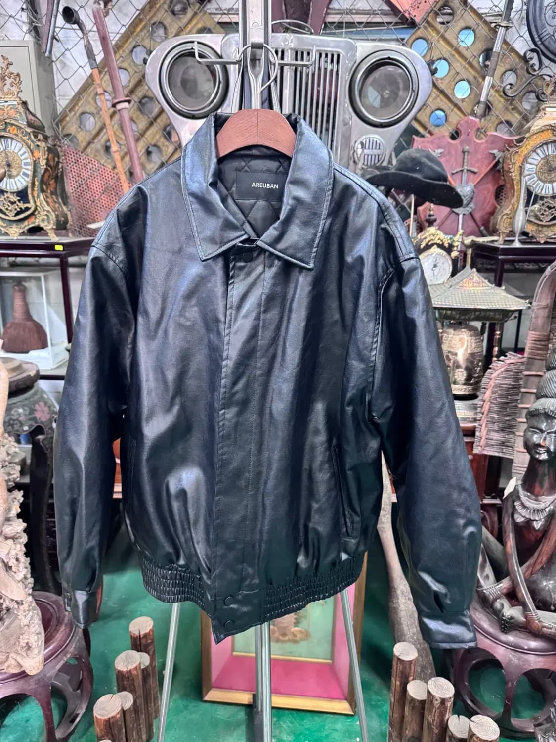 아르반 무신사 인조 오버 블랙 가죽자켓 상품이미지1