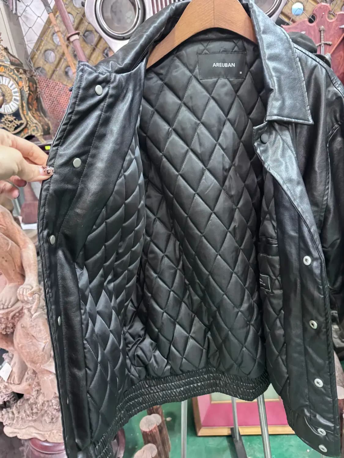 아르반 무신사 인조 오버 블랙 가죽자켓 상품이미지4