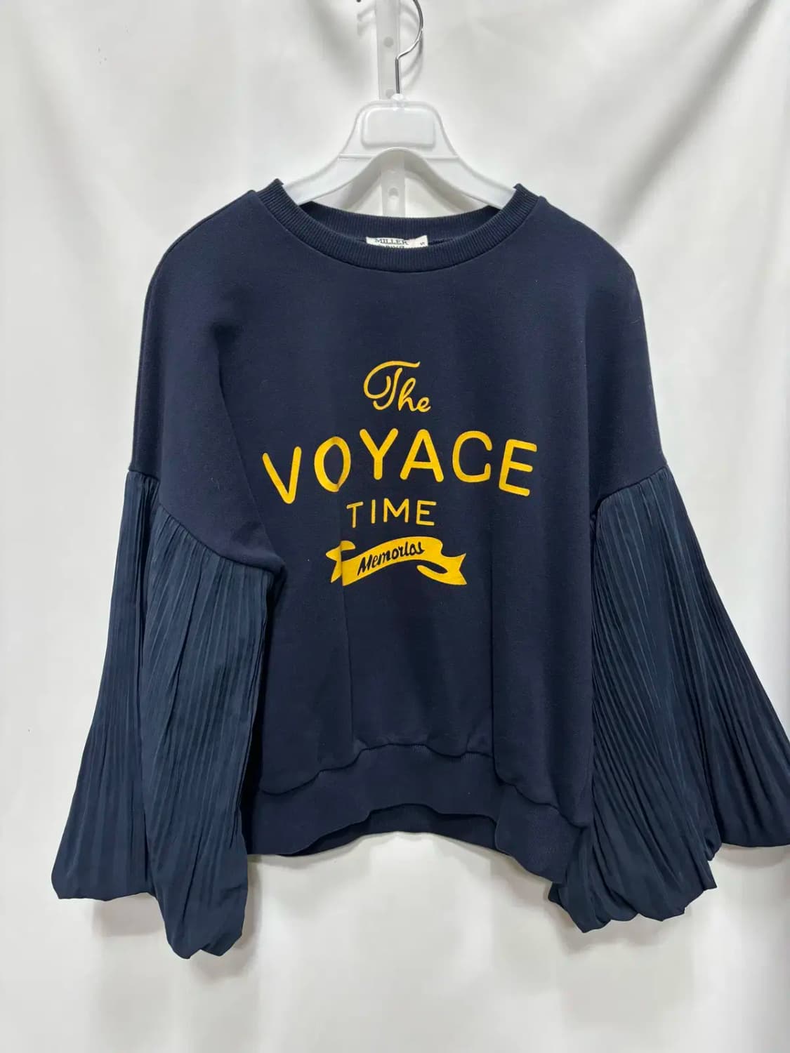 밀러 소매 플리츠 포인트 맨투맨 S 상품이미지1