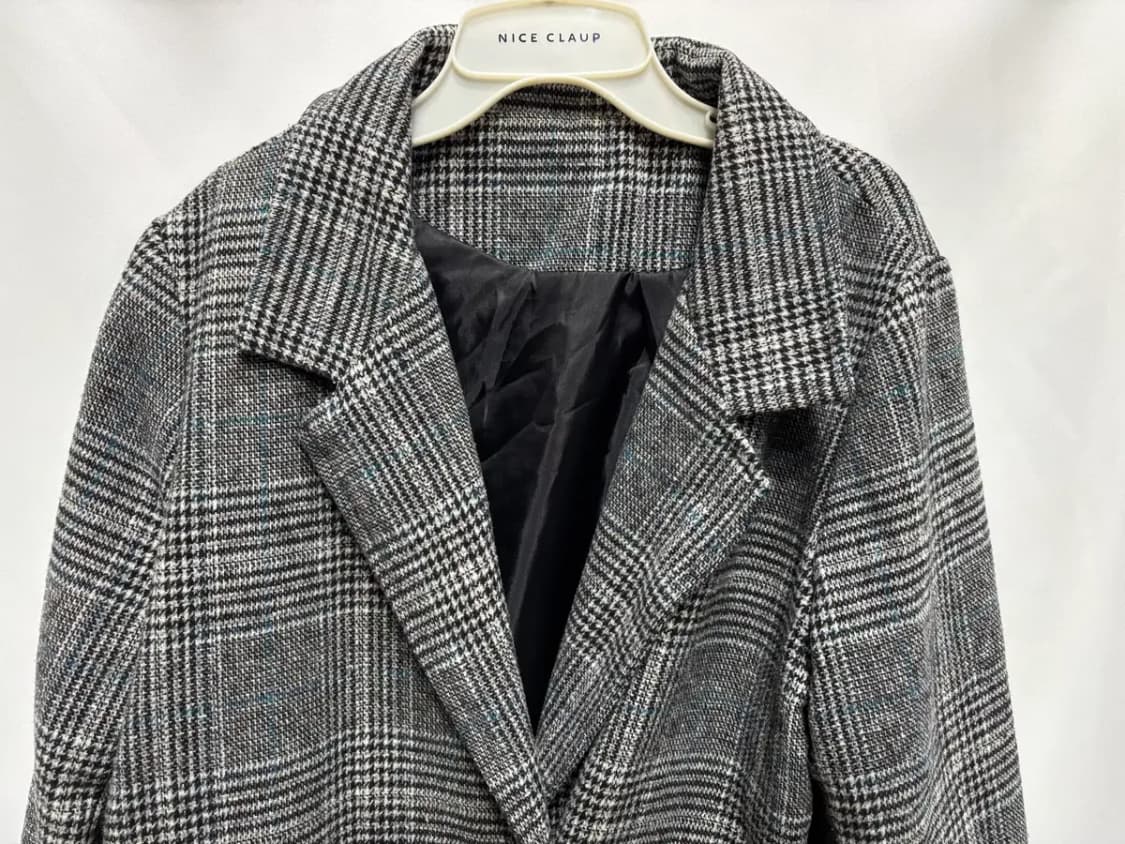 체크무늬 더블 버튼 롱 코트 상품이미지2