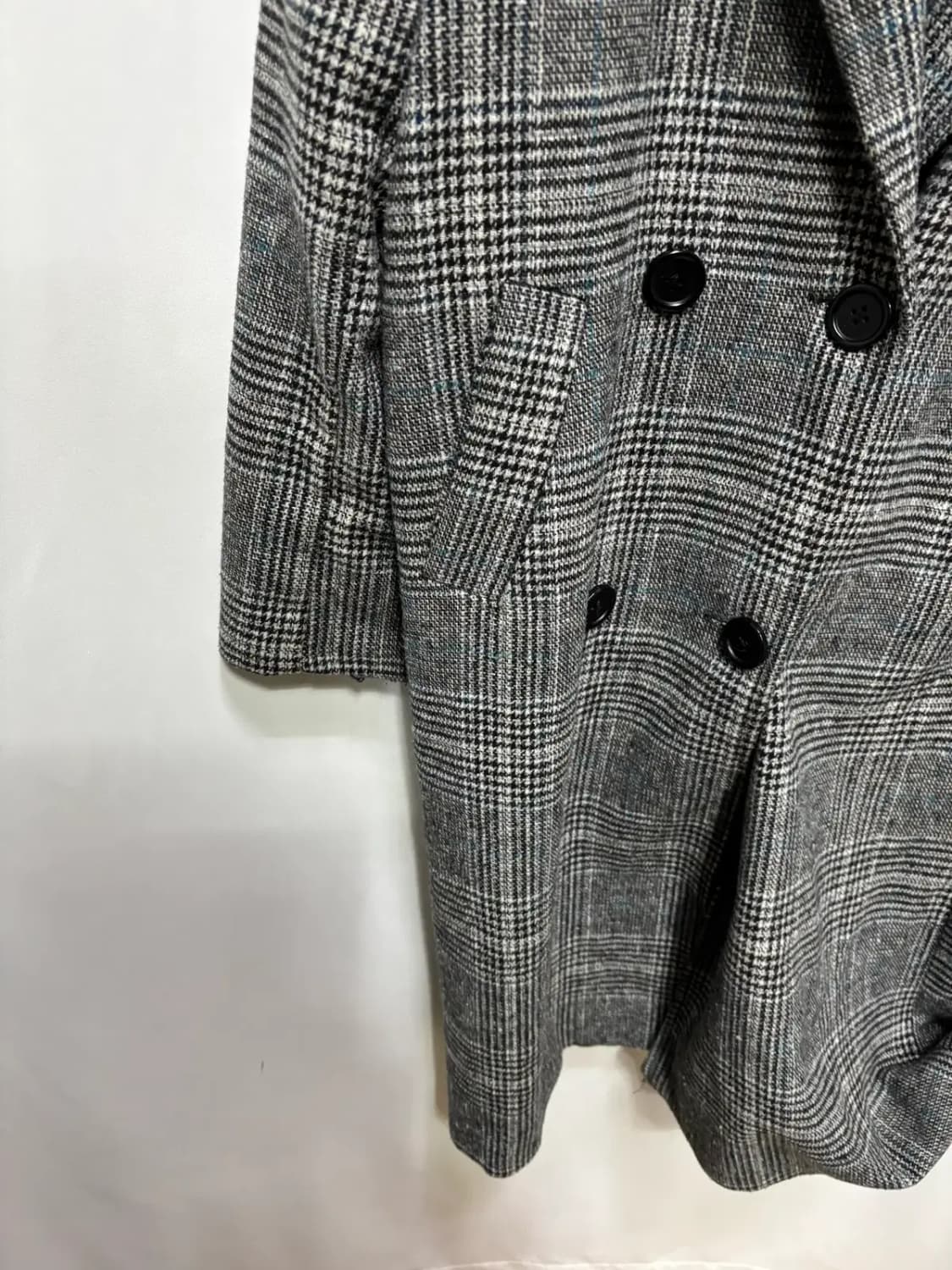 체크무늬 더블 버튼 롱 코트 상품이미지3