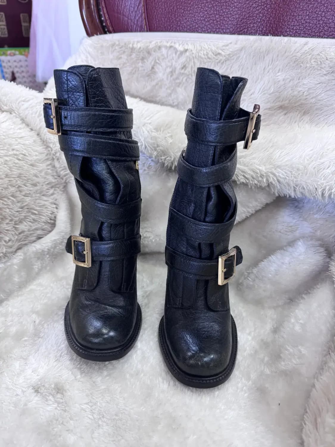 토리버치  스트랩 골드 톤 버클 가죽 부츠 상품이미지1