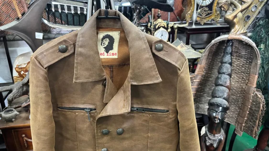 Red line 브라운 스웨이드 더블 버튼 빈티지 자켓 상품이미지2