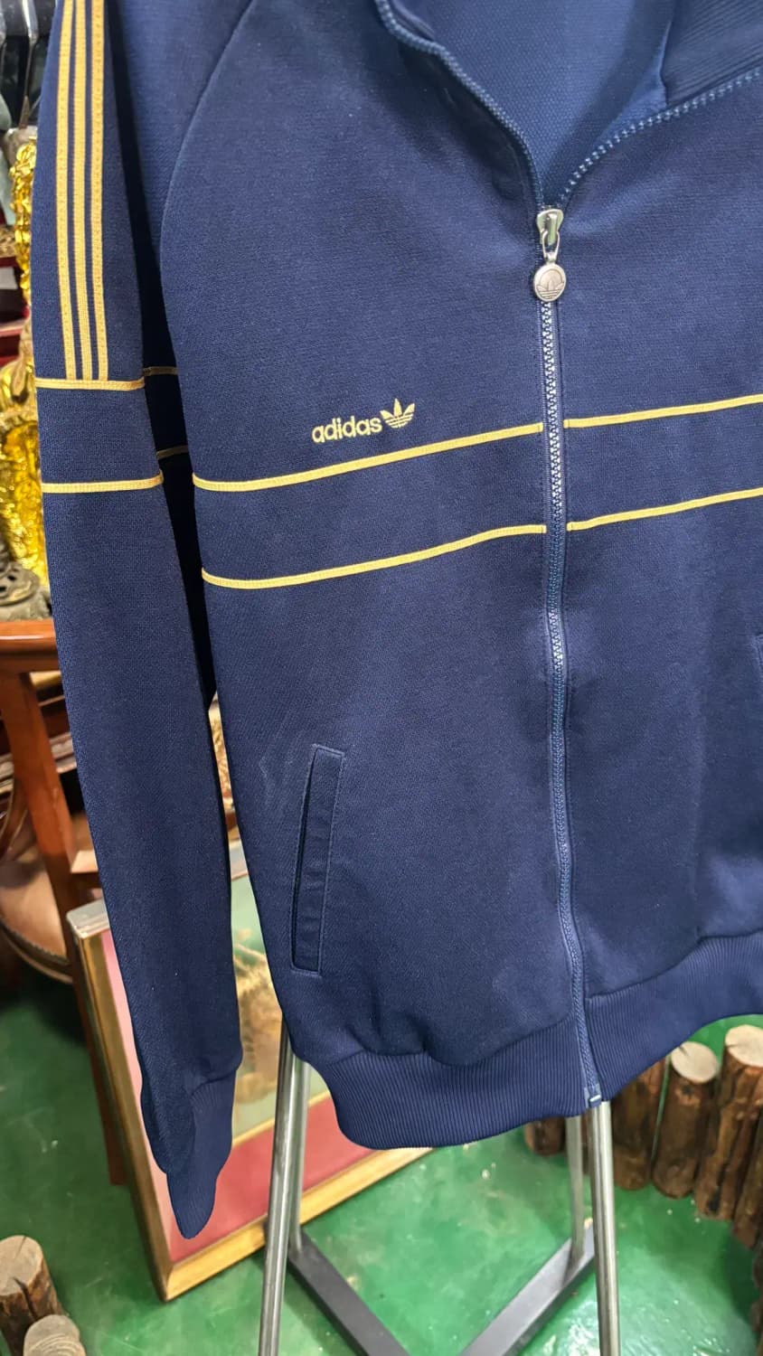 빈티지 아디다스"테크노(TECHNO)" 트랙 네이비 옐로우 스티치 재킷 상품이미지3