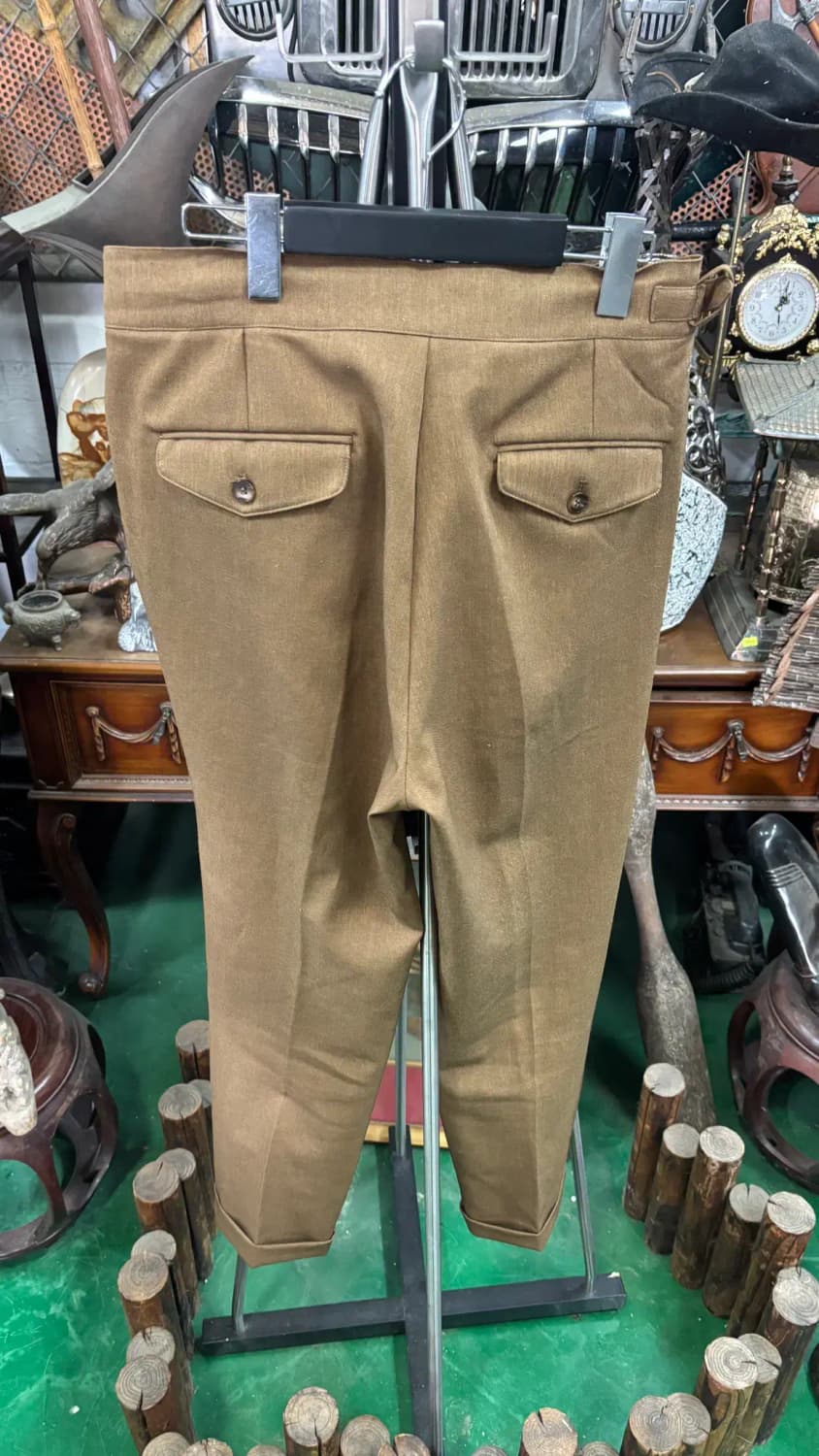 남녀공용 브라운 허리벨트 포인트 플리츠(주름) 바지 팬츠 상품이미지4