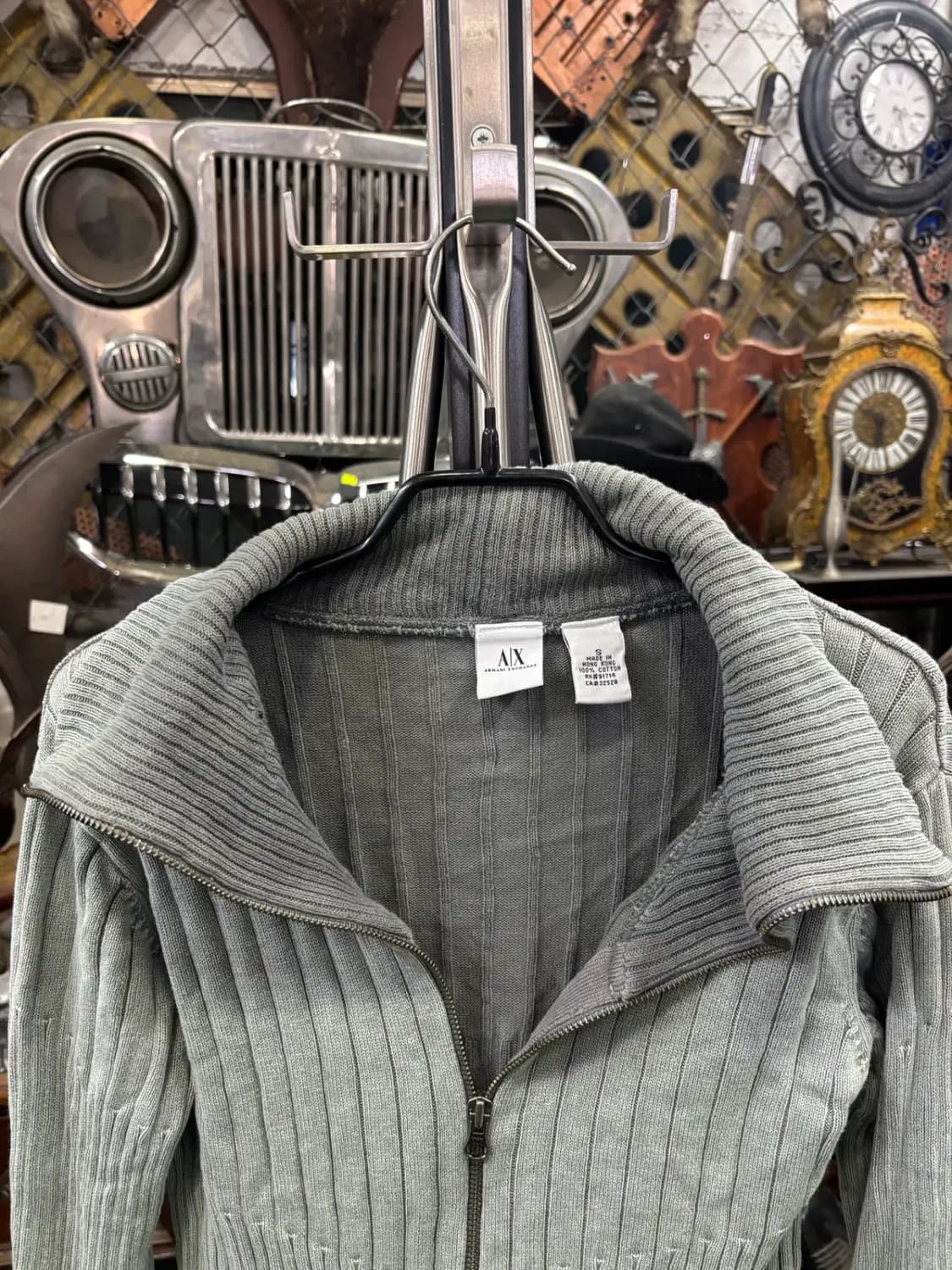 아르마니 익스체인지 (A|X) 그레이 립 니트 집업 가디건 상품이미지2