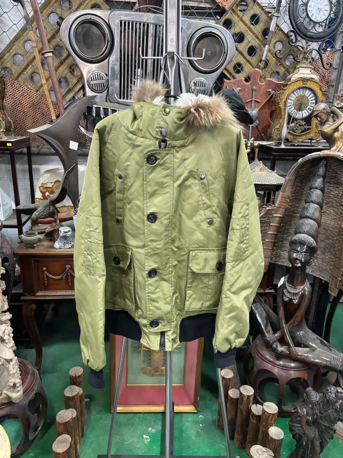 First view 퍼 트리밍 후드 봄버 재킷 점퍼 상품이미지1