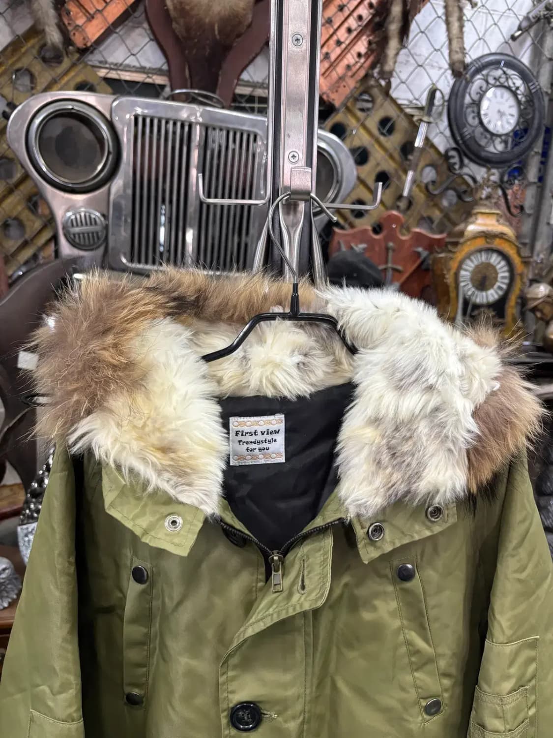 First view 퍼 트리밍 후드 봄버 재킷 점퍼 상품이미지2