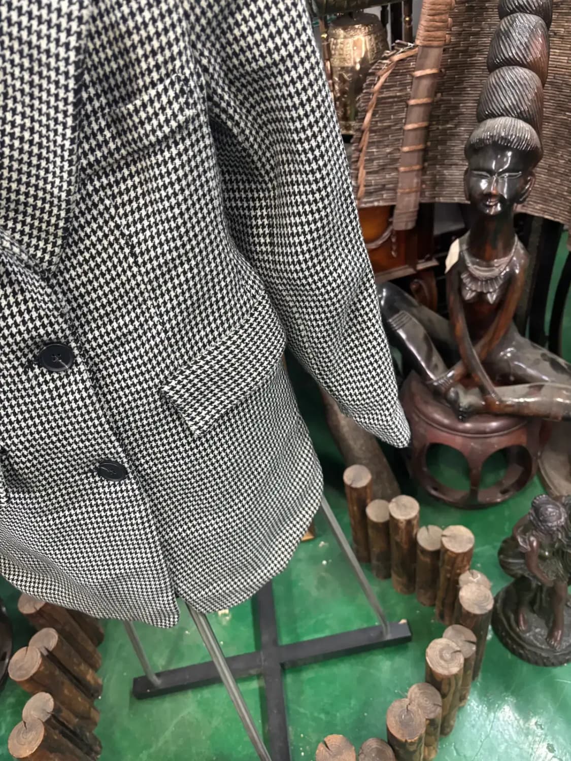 STREET.P. 하운드 투스 패턴 원 버튼 코트 자켓 상품이미지3