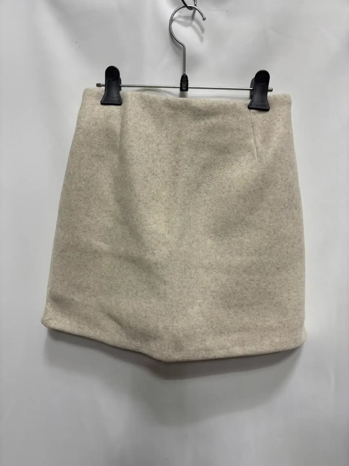 J&K 뒷허리 밴딩 베이지 모직 치마 스커트 상품이미지1