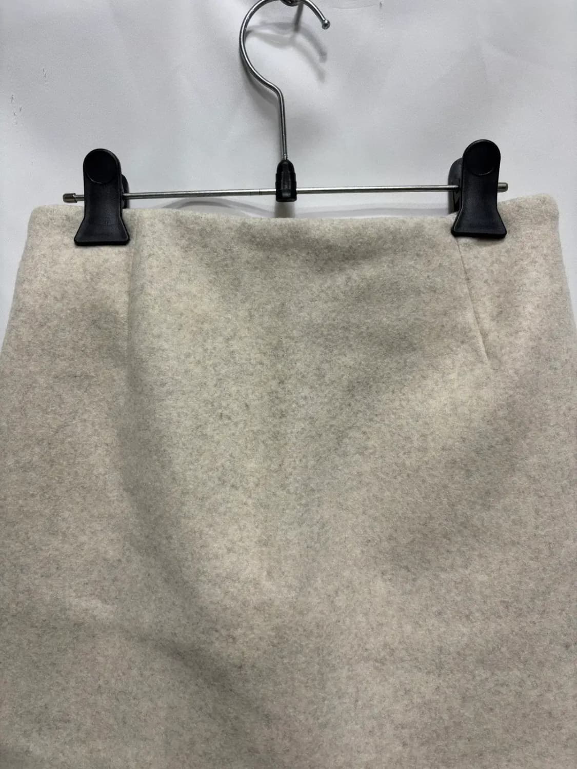 J&K 뒷허리 밴딩 베이지 모직 치마 스커트 상품이미지2