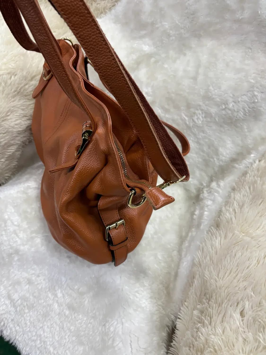 브라운 가죽 토트백 겸 숄더백 상품이미지2