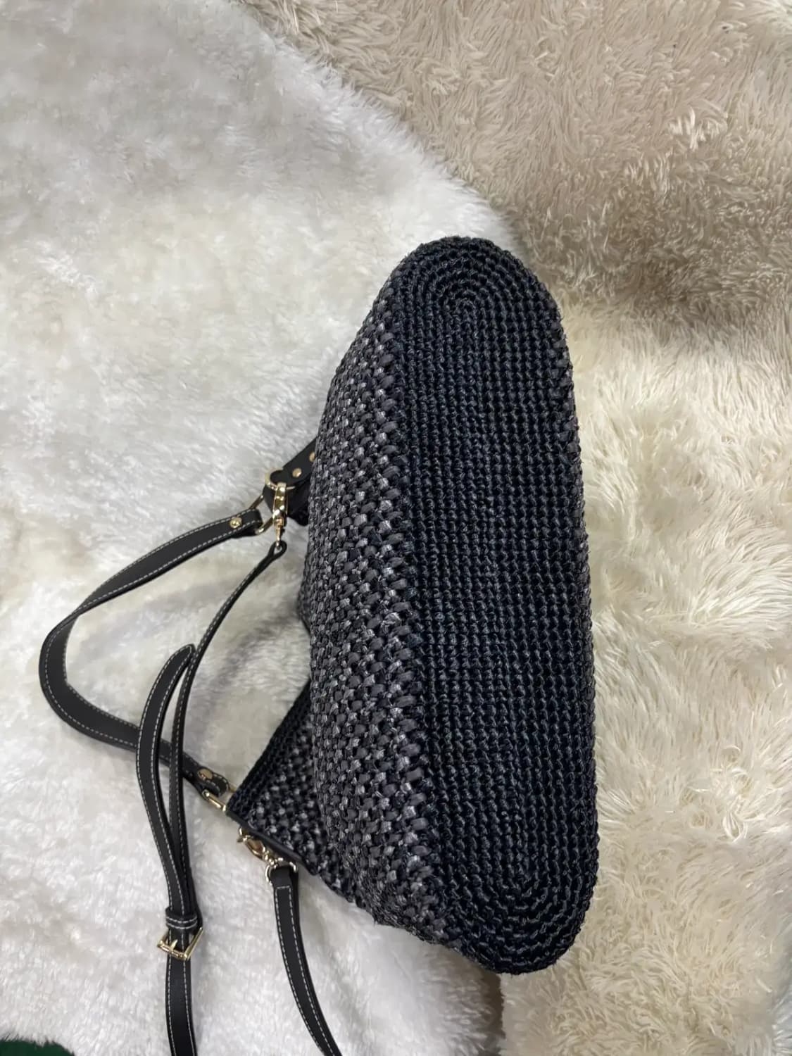 블랙 앤 차콜 위빙 숄더백 겸 크로스백 상품이미지3