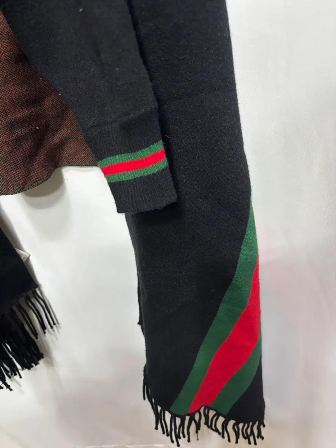 레드 그린 스트라이프 판쵸 망토 케이프 상품이미지2