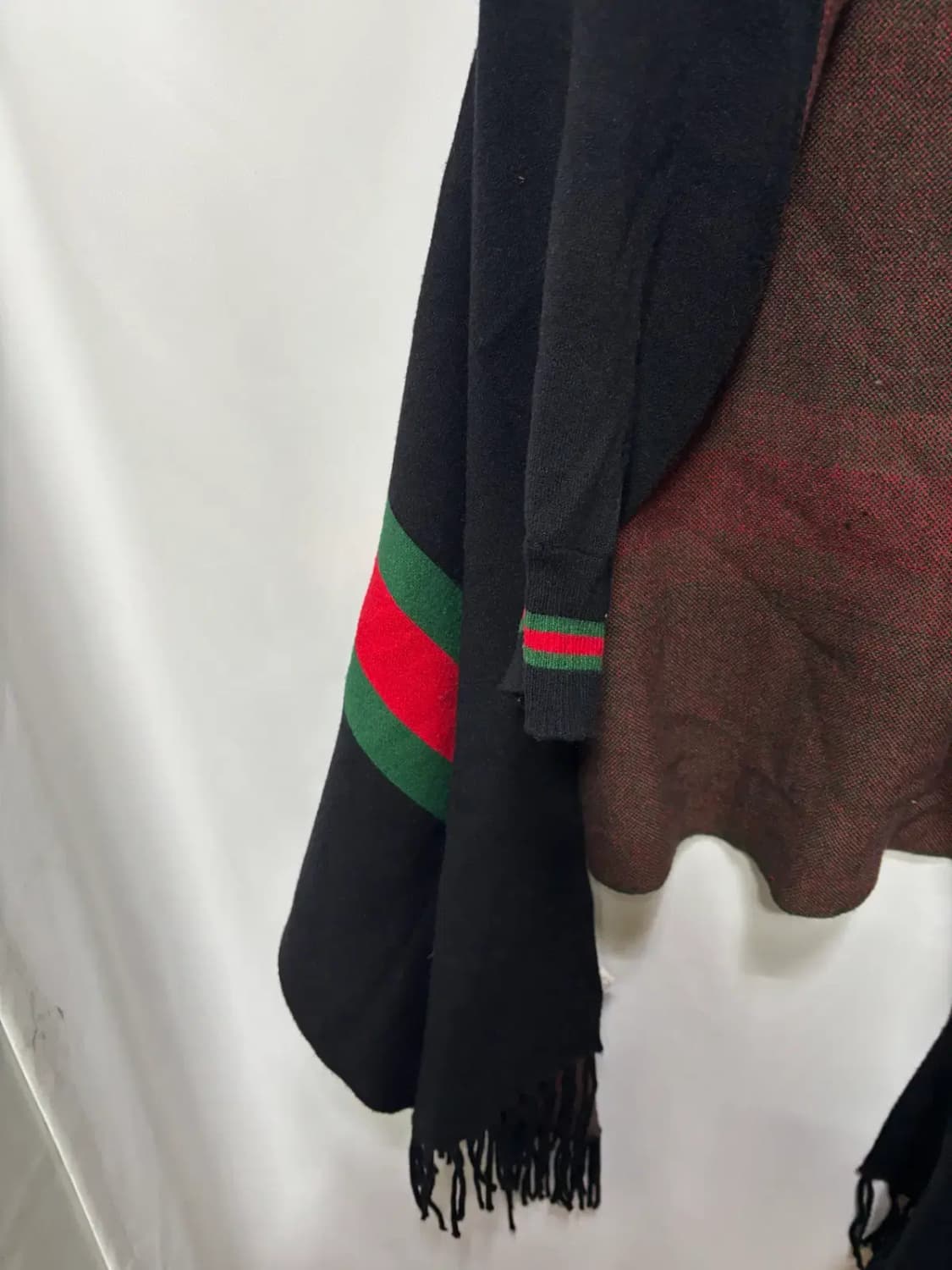 레드 그린 스트라이프 판쵸 망토 케이프 상품이미지3