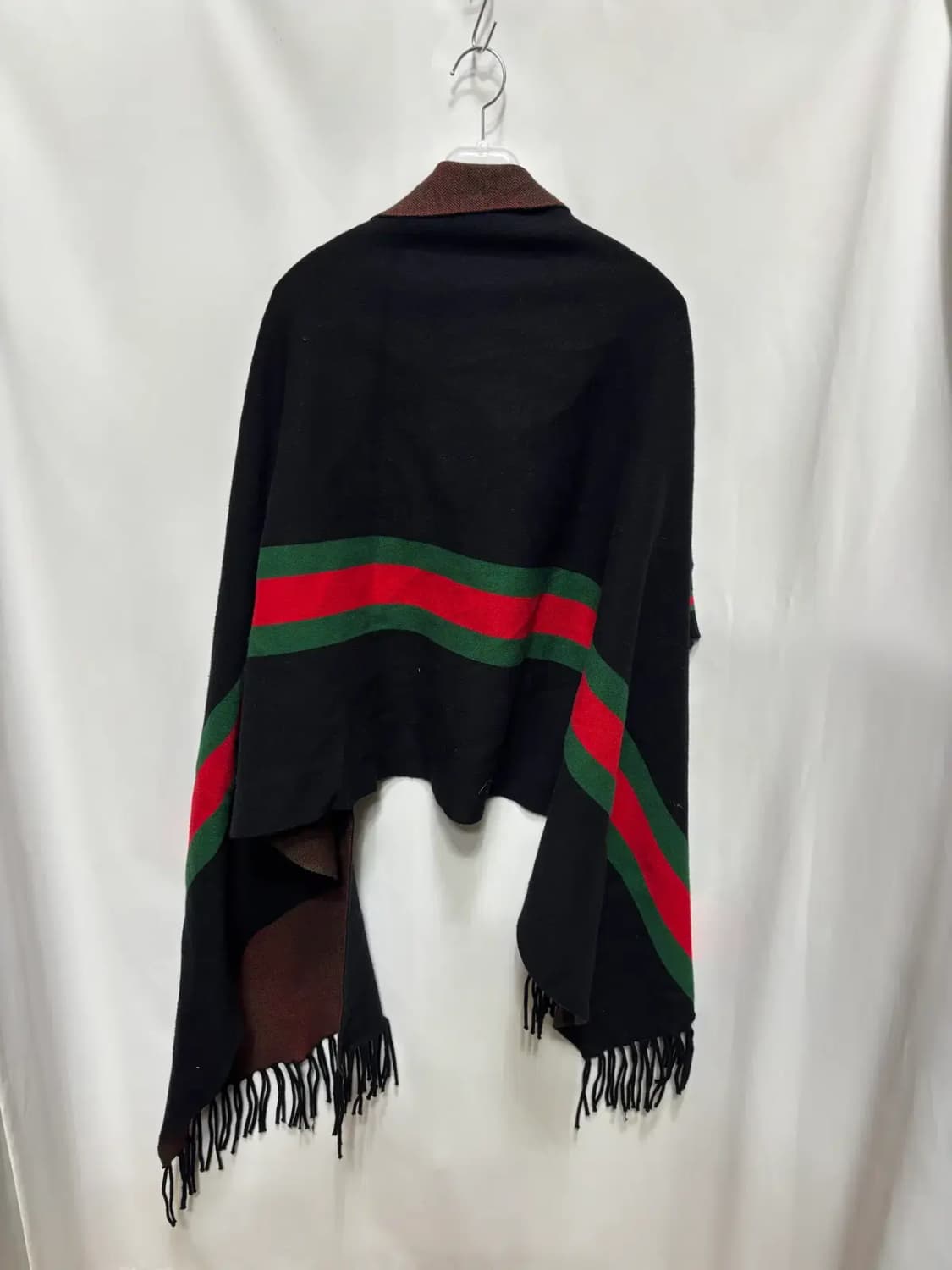 레드 그린 스트라이프 판쵸 망토 케이프 상품이미지4