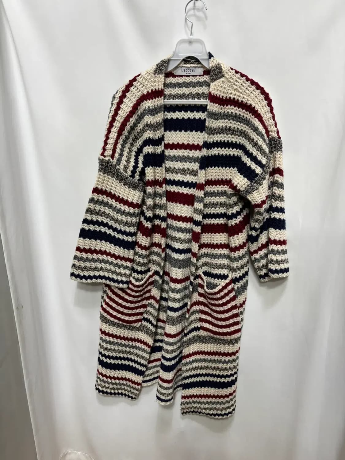 레코브 스트라이프 롱 니트 가디건 상품이미지1