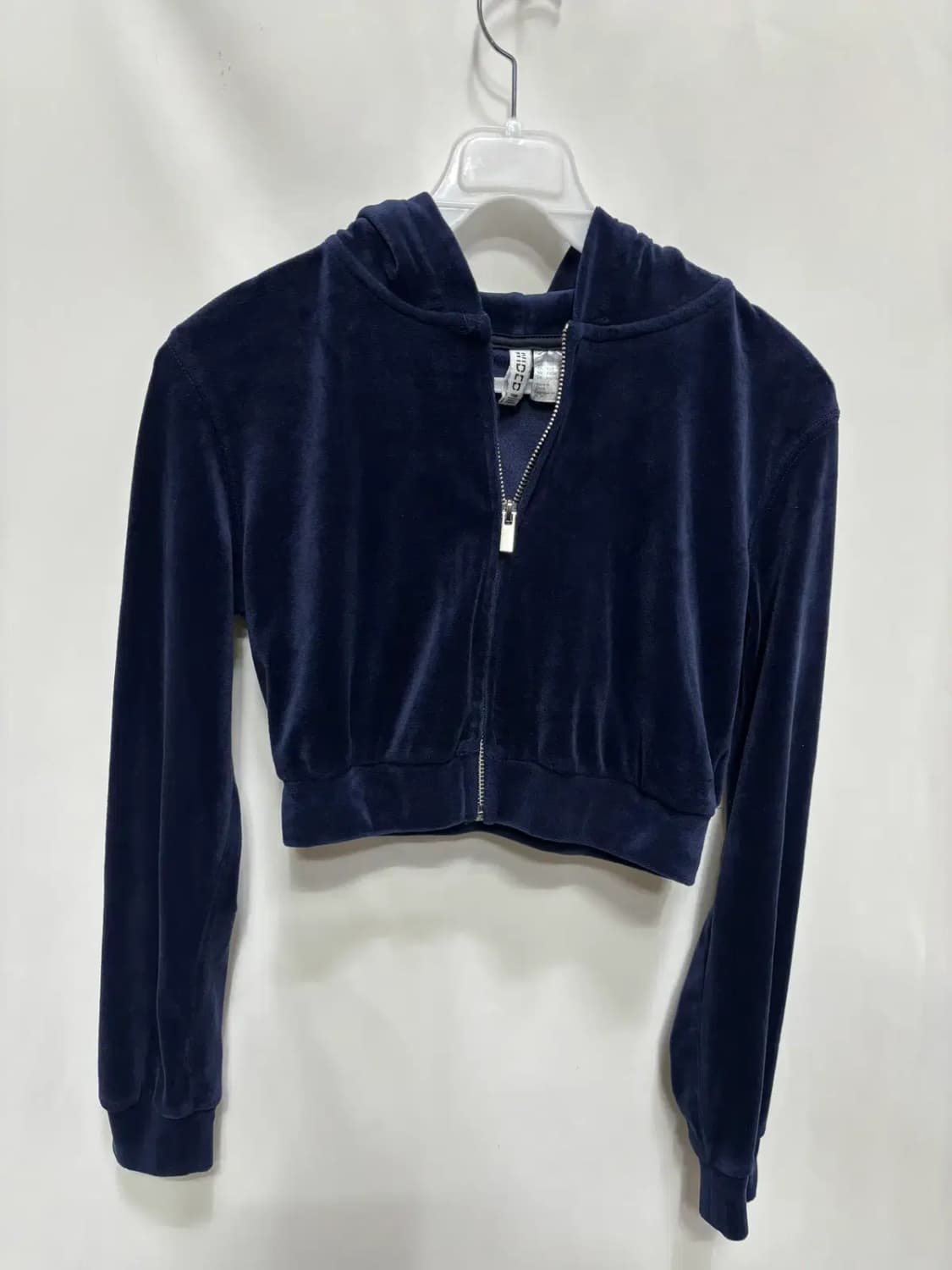 H&M 네이비 벨로아 크롭 후드 집업 바지 세트 XS 상품이미지3