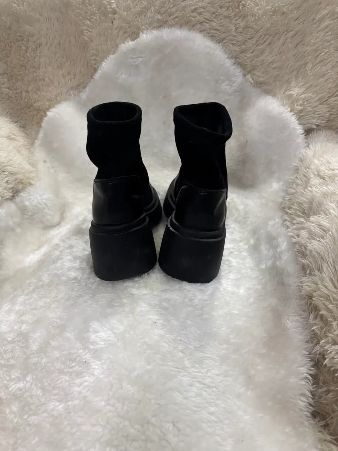 블랙 스웨이드 스판 앵클 부츠 230 상품이미지3