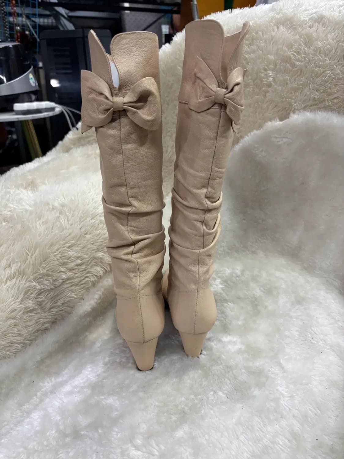 미소페 베이지 뒷리본 롱부츠 235 상품이미지3