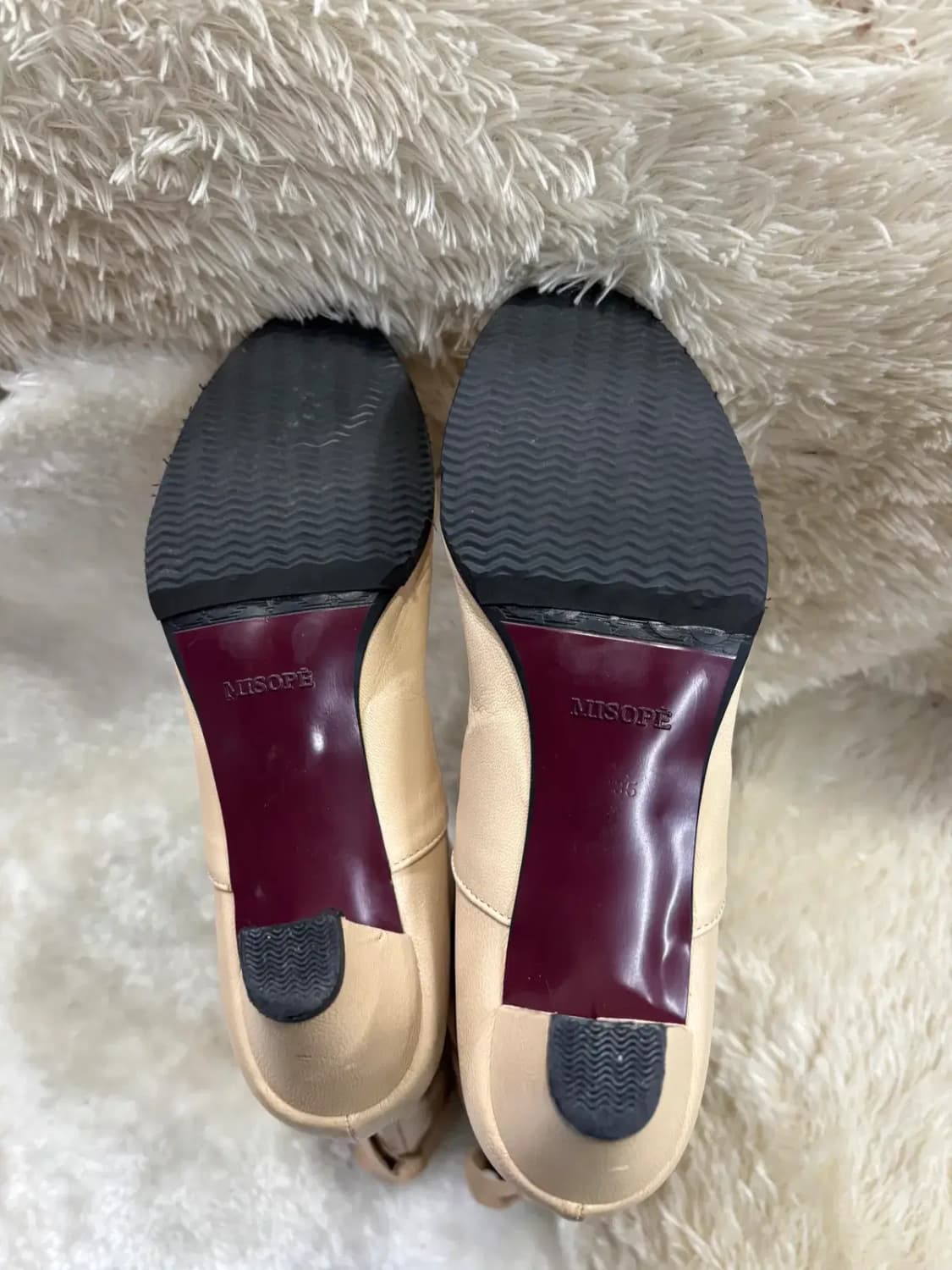 미소페 베이지 뒷리본 롱부츠 235 상품이미지4