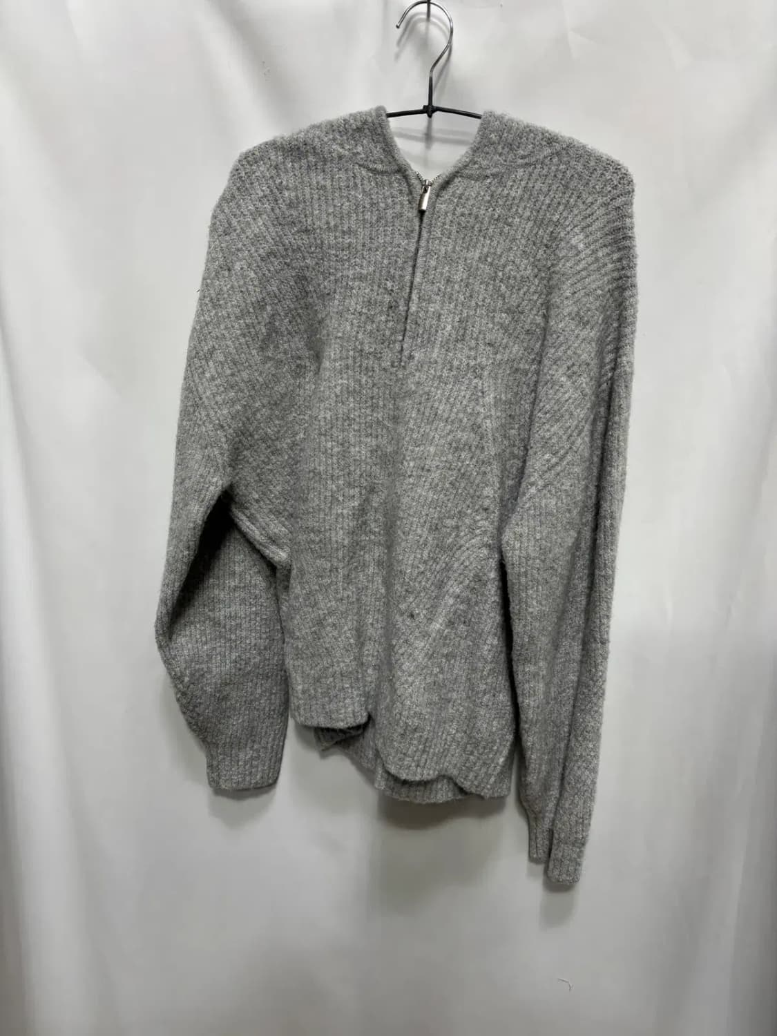 커스텀 어클락(COCL)그레이 하프 집업 니트 가디건 상품이미지1