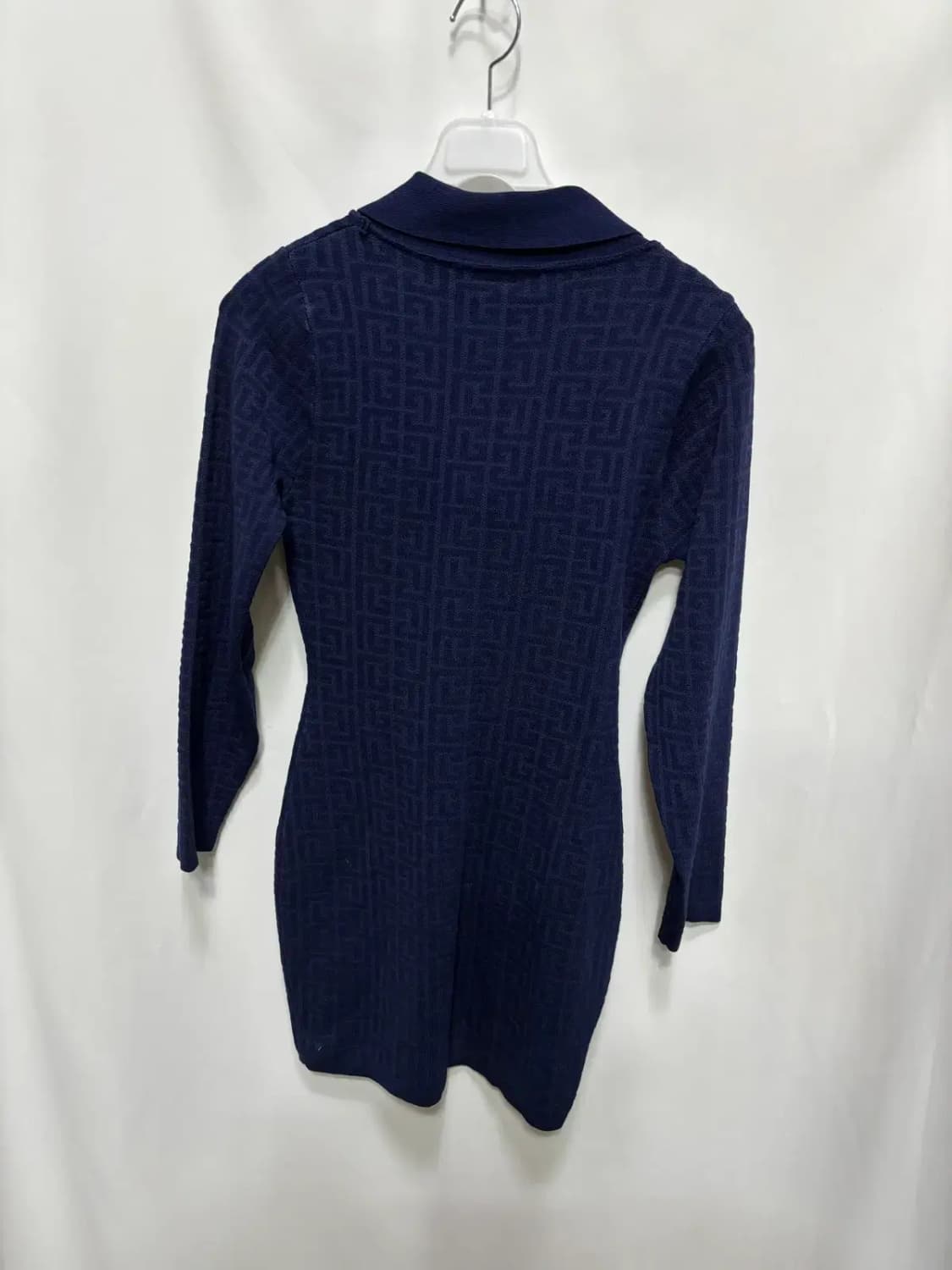 숄 카라 브이넥 네이비 니트 미니 원피스 상품이미지4