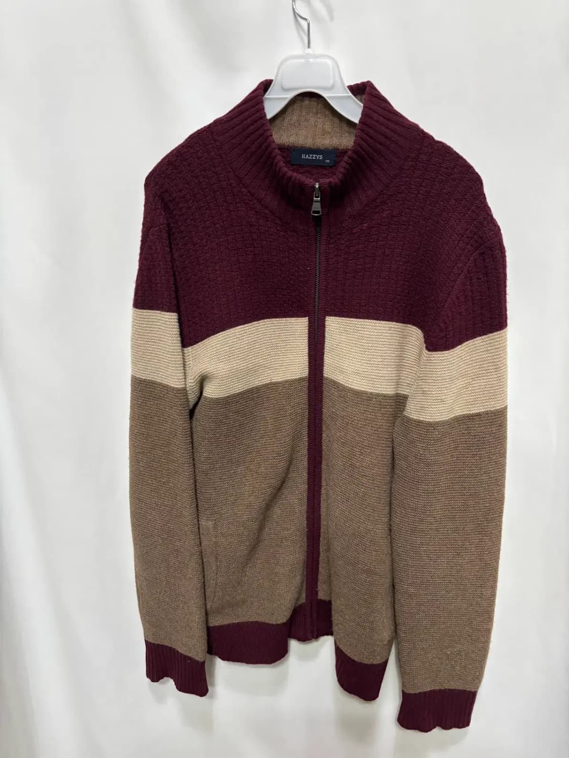 헤지스(HAZZYS)남성 스트라이프 니트 105 집업 가디건 상품이미지1