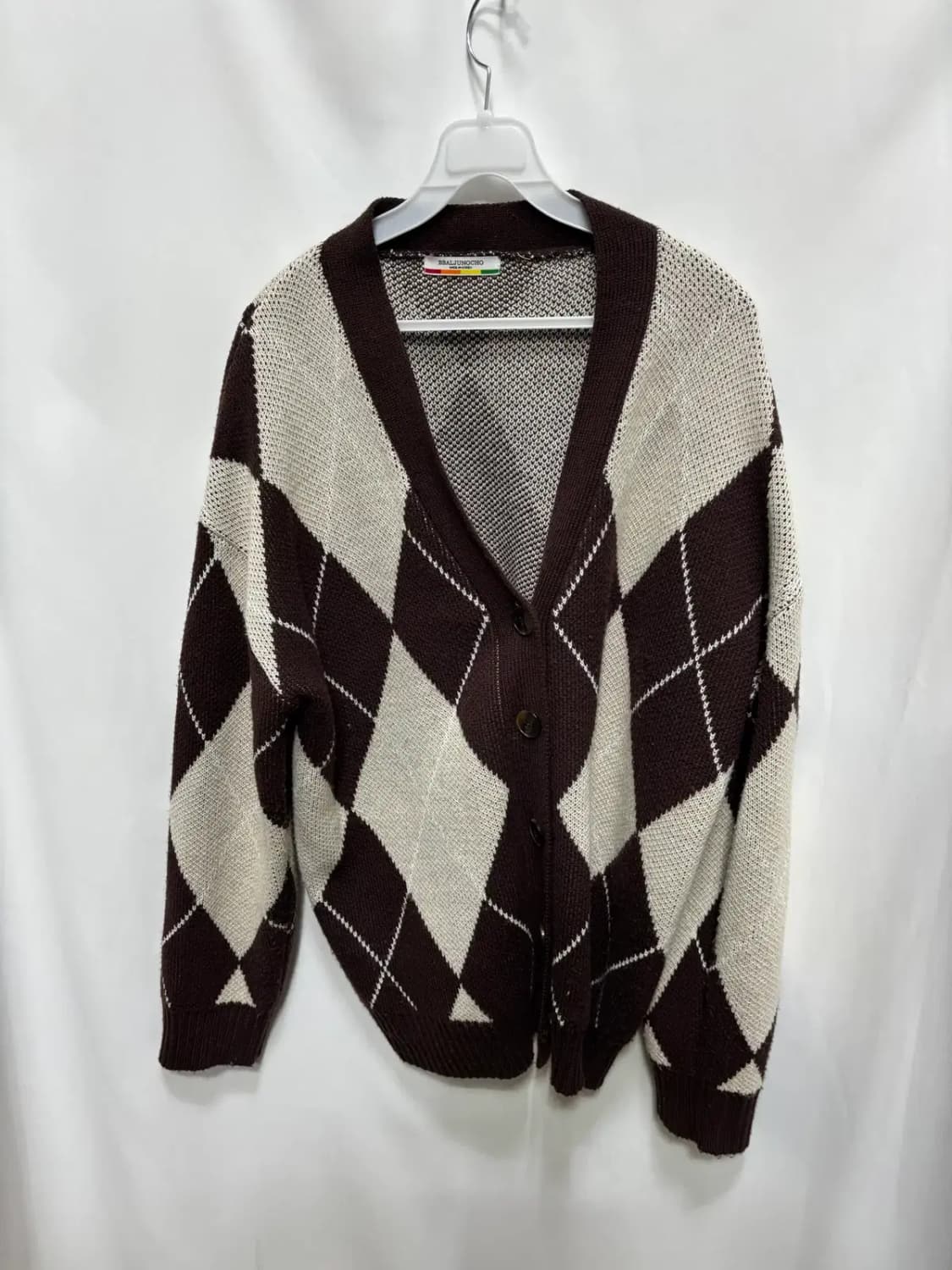 빨주노초 아가일 패턴 루즈핏 가디건 상품이미지1