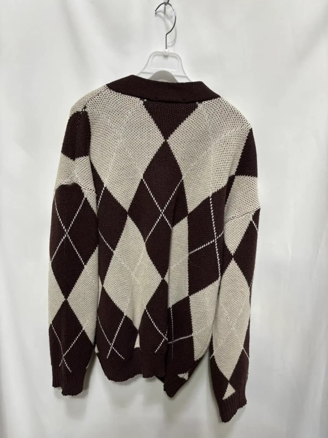 빨주노초 아가일 패턴 루즈핏 가디건 상품이미지4