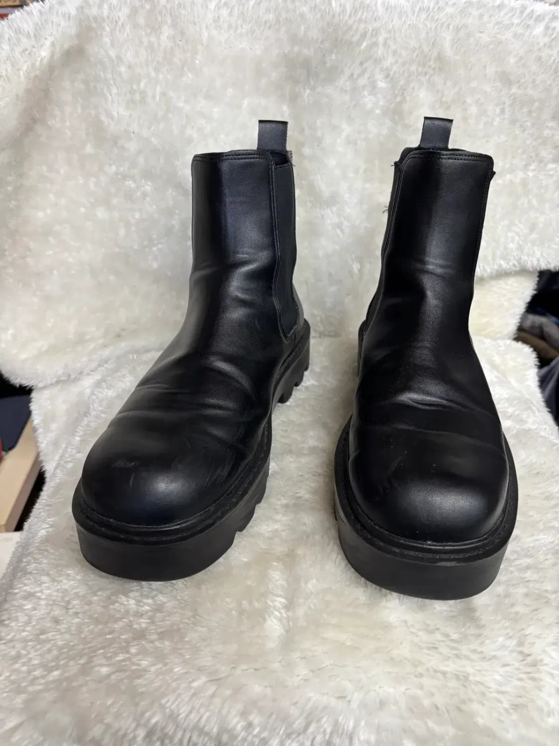 남성 청키솔(통굽) 블랙 첼시 부츠 상품이미지1