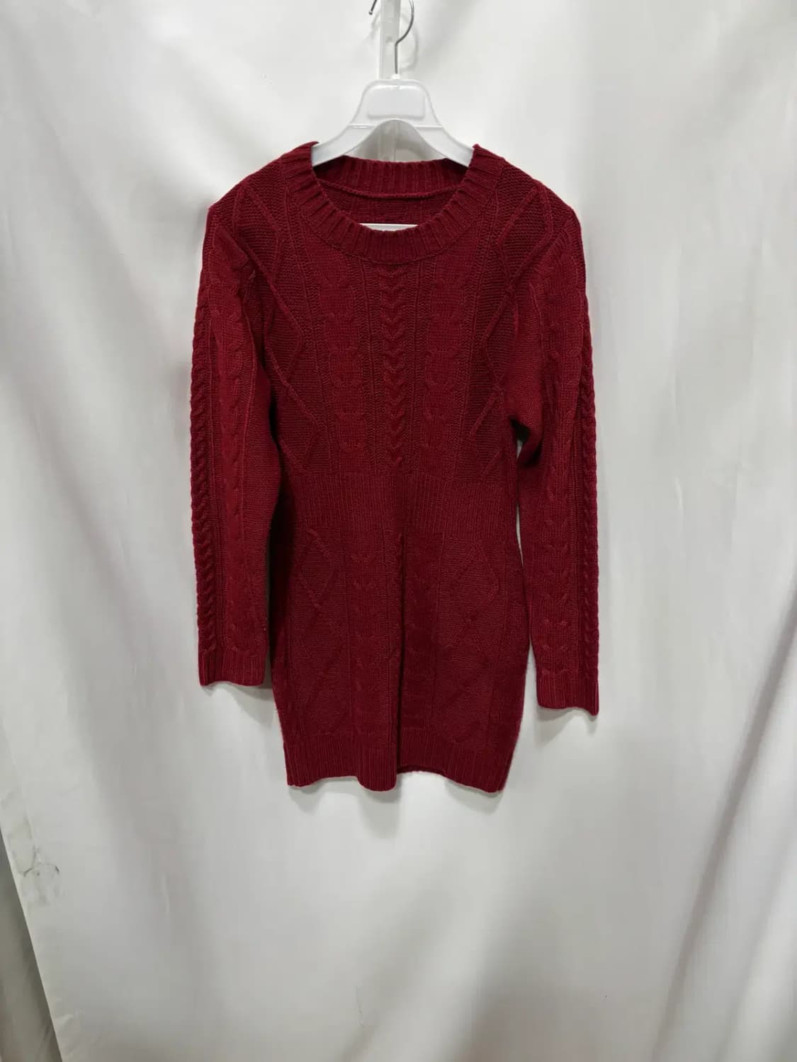 버건디 케이블 니트 미니 원피스 상품이미지1