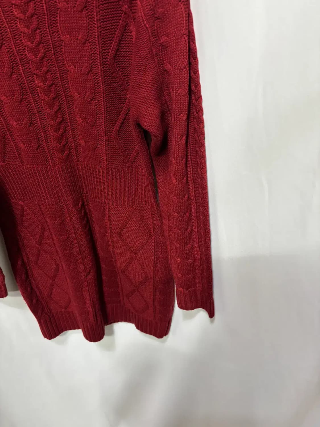 버건디 케이블 니트 미니 원피스 상품이미지3