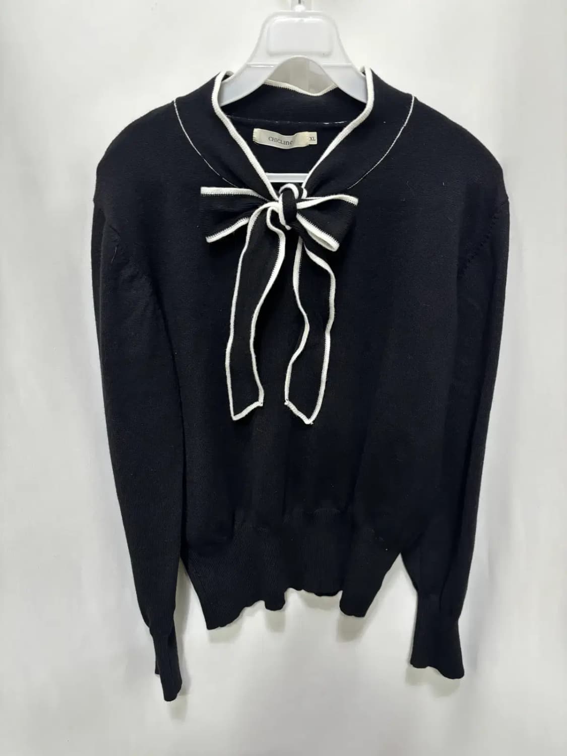 시크라인(Chicline)타이 보우 리본 배색 니트 상품이미지1