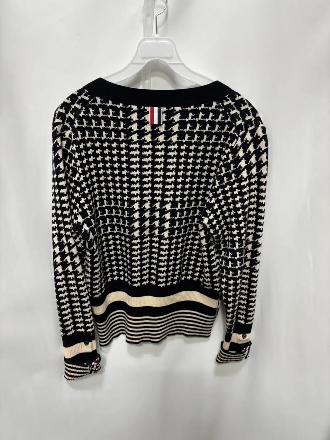 블랙 앤 화이트 하운드투스 패턴 가디건 상품이미지4