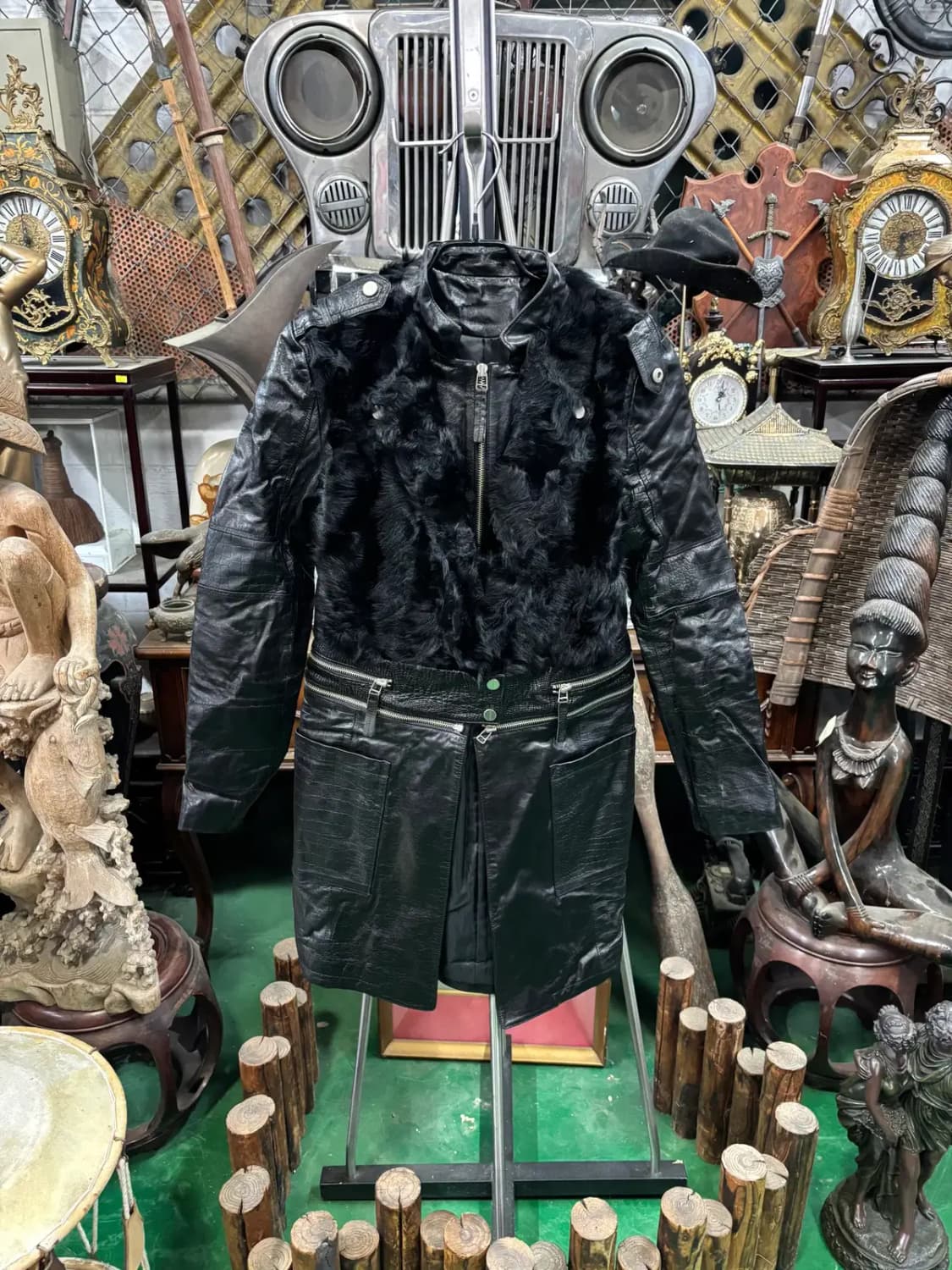 투웨이(two-way) 여성 가죽  퍼 레이어드 코트 자켓 상품이미지1