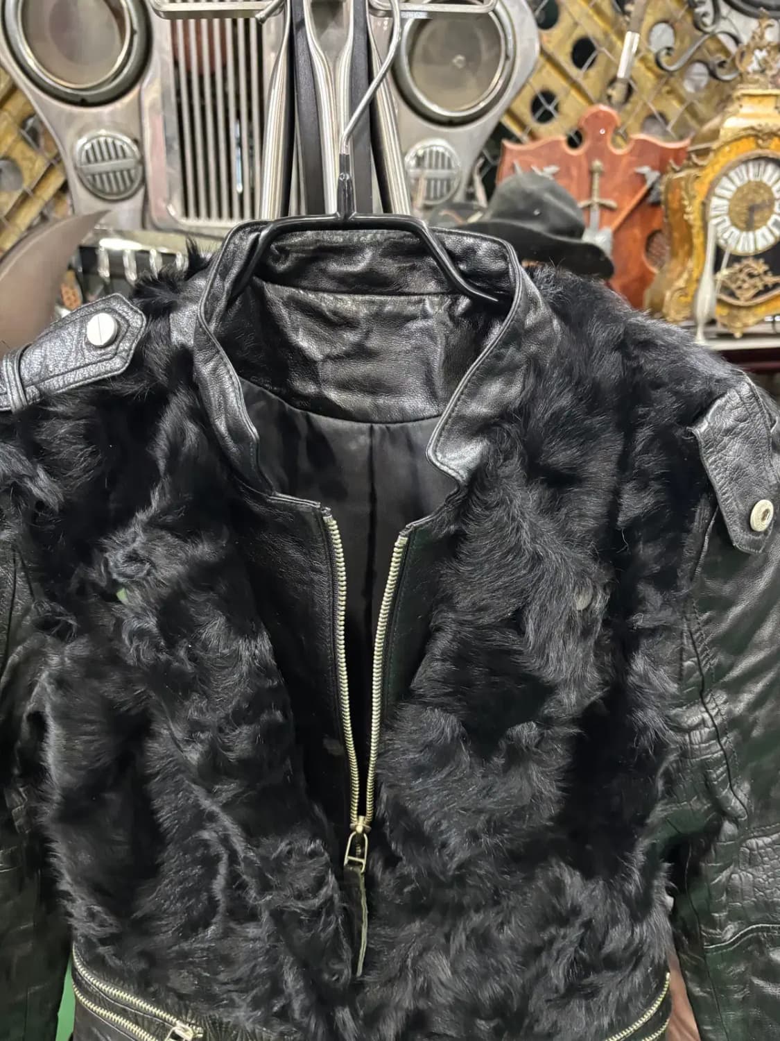 투웨이(two-way) 여성 가죽  퍼 레이어드 코트 자켓 상품이미지2