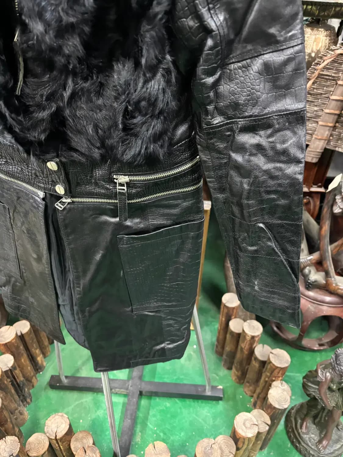 투웨이(two-way) 여성 가죽  퍼 레이어드 코트 자켓 상품이미지3