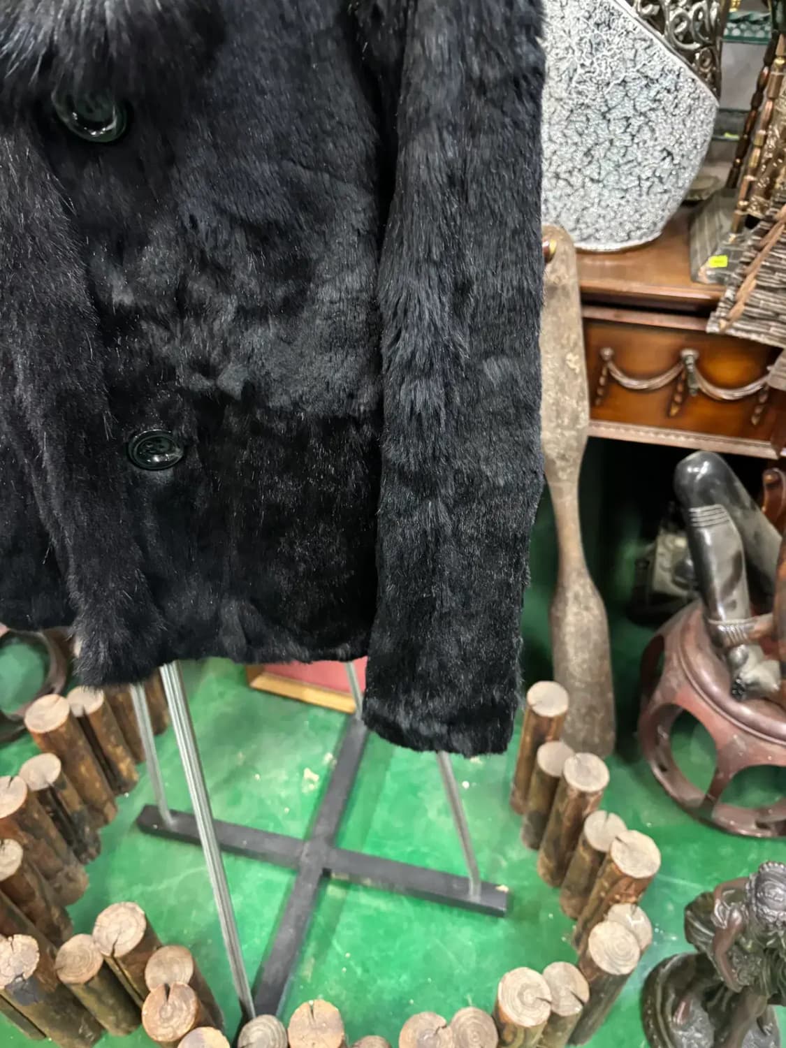 대건 모피 양가죽 레이어드 토끼 털 자켓 상품이미지3